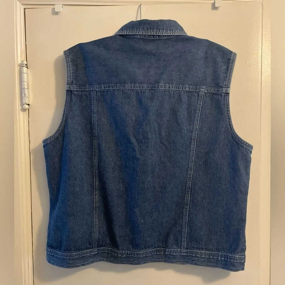 Vintage Denim Vest Button Front Collar Size Extra Large